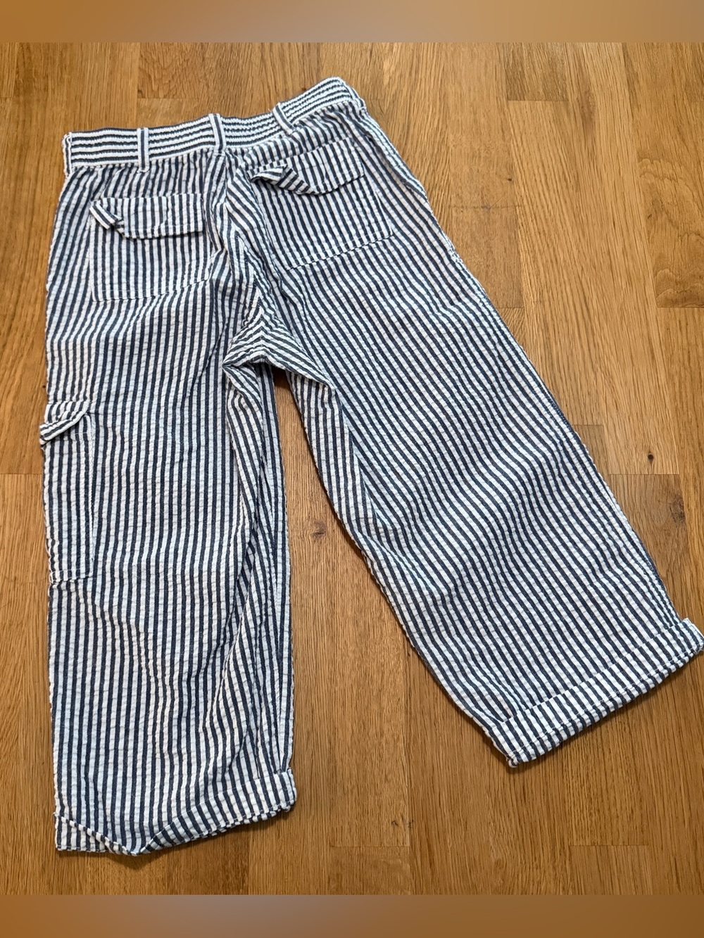 Kite Strings 5 Blue White Stripe Seersucker Pants Cargo Pocket - Picture 2 of 9